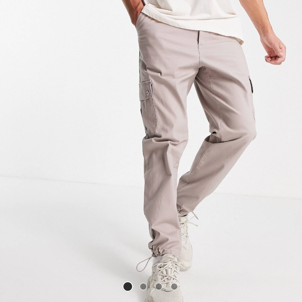 ASOS DESIGN tapered cargo pants in brown